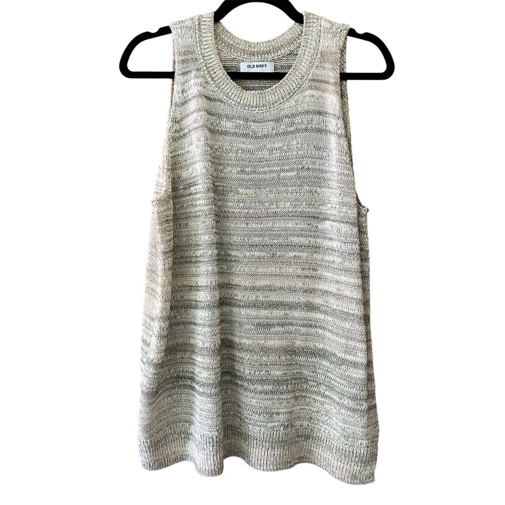Old Navy high crew neck neutral stripe knit sleeveless top